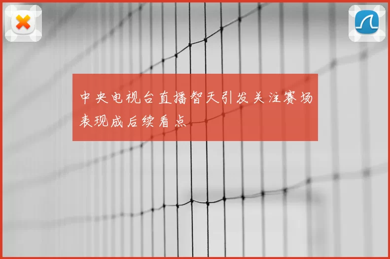 中央电视台直播智天引发关注赛场表现成后续看点